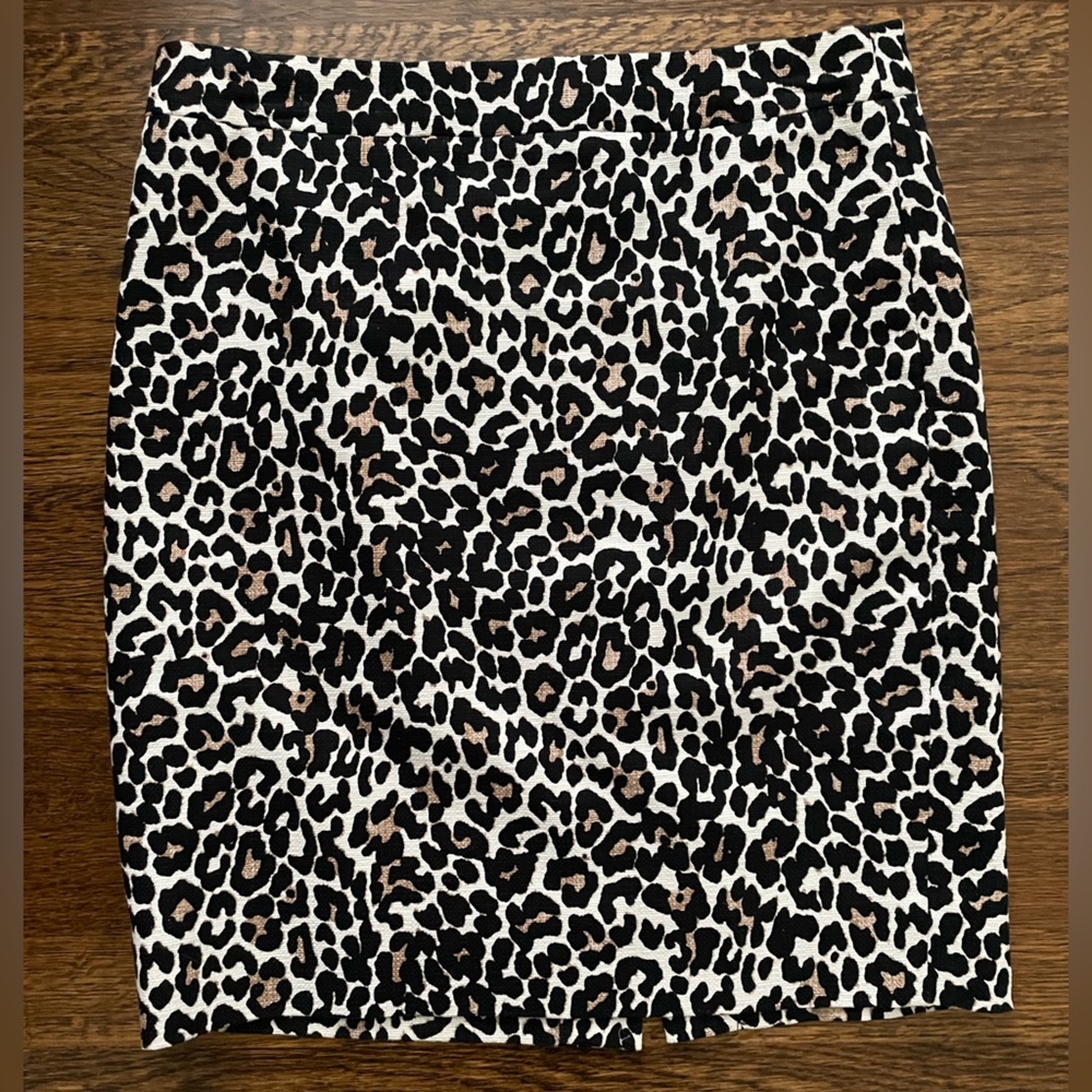 J. Crew Leopard Print Skirt - Black and Tan Size 2P